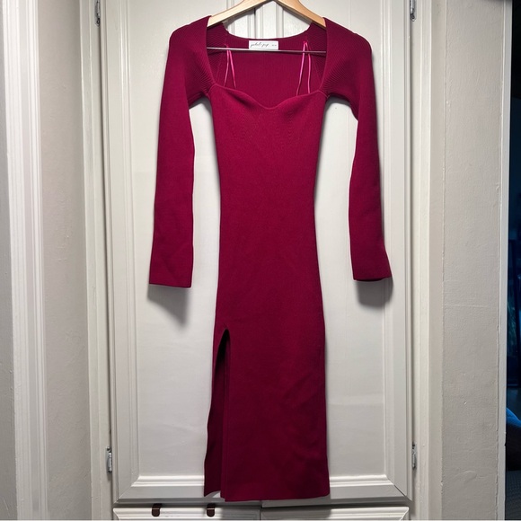 petal + pup aquerelle dress in magenta body con stretchy size 0 slit leg sexy - Picture 2 of 4